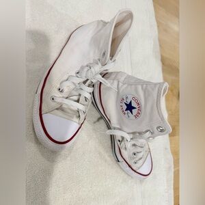 Converse High-Tops - White with Red Trim